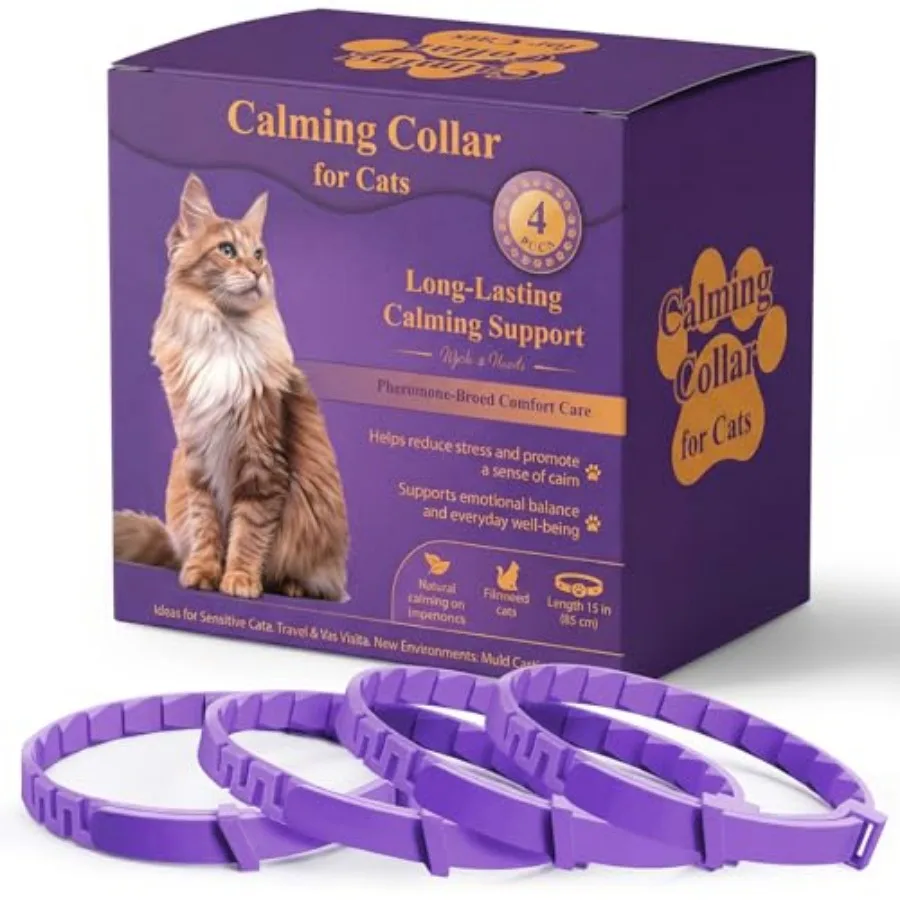 Cat Calming Collar, 4-Pack Pheromone Collars for Cats Adjustable 15″, Up to 4 Weeks Lasting Stress and Anxiety Relief, Helps Re
Cat Calming Collar, 4-Pack Pheromone Collars for Cats Adjustable 15″, Up to 4 Weeks Lasting Stress and Anxiety Relief, Helps Re