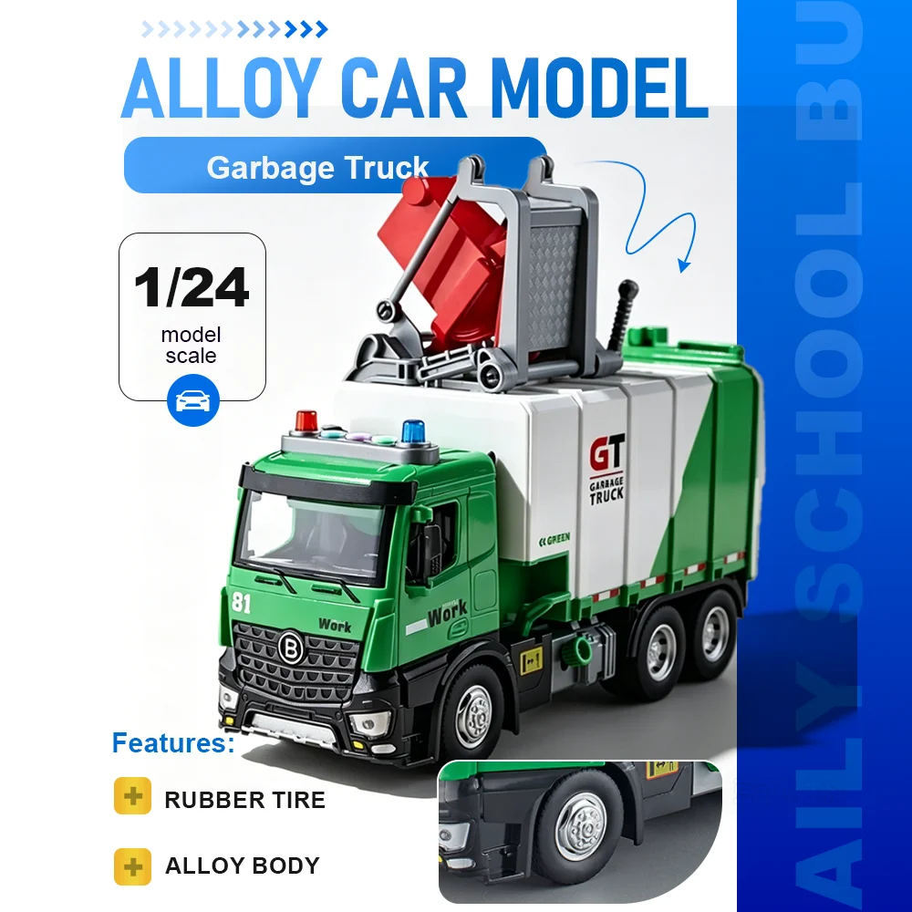 1:24 Compression Inflation Garbage Car Model Diecast Alloy Toy Rubber Tire Folding Rearview Mirror Cars Surprise Gift for Friend
1:24 Compression Inflation Garbage Car Model Diecast Alloy Toy Rubber Tire Folding Rearview Mirror Cars Surprise Gift for Friend