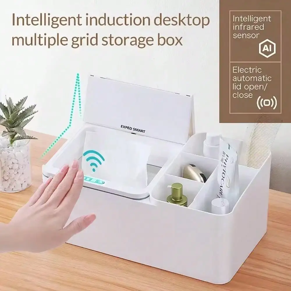 Intelligent Induction Electric Desktop Storage Box Rack Jewelry Finishing Skin Care Tissue Box Storage Box Office Snack Box
Intelligent Induction Electric Desktop Storage Box Rack Jewelry Finishing Skin Care Tissue Box Storage Box Office Snack Box