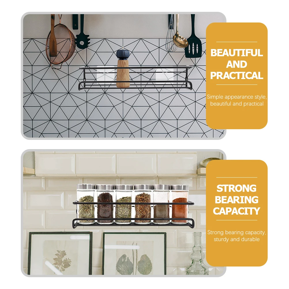 2 set 2 Sets Black Wall Mount Spice Bottle Rack ganizer Carbon Steel Hanging Shelf Kitchen Tool Seasoning Holder No Hole Storage
2 set 2 Sets Black Wall Mount Spice Bottle Rack ganizer Carbon Steel Hanging Shelf Kitchen Tool Seasoning Holder No Hole Storage