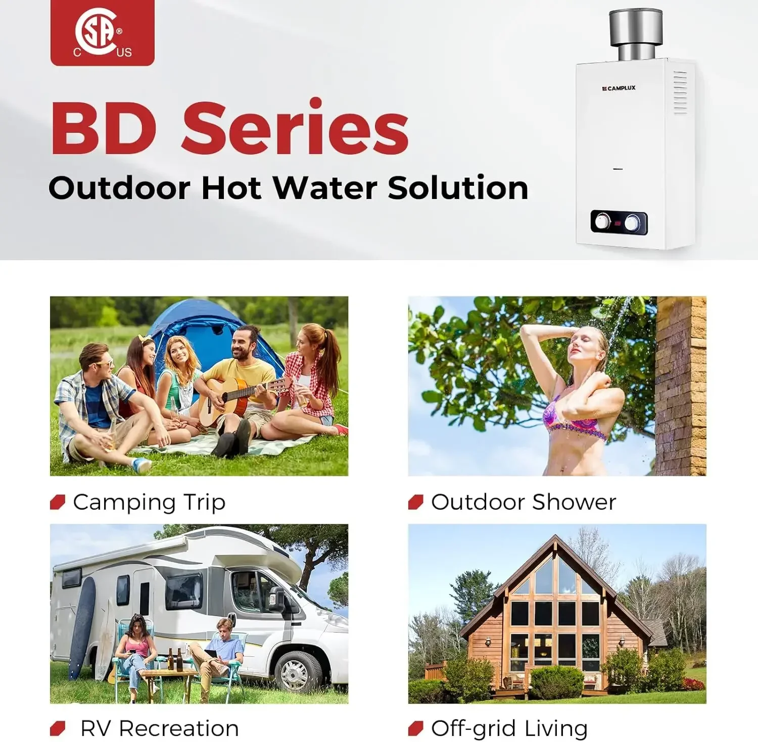 2.64 GPM Portable Tankless Water Heater, Outdoor Propane Water Heater with 4.33" S/S Rain Cap, for Camping, Cabin
2.64 GPM Portable Tankless Water Heater, Outdoor Propane Water Heater with 4.33" S/S Rain Cap, for Camping, Cabin