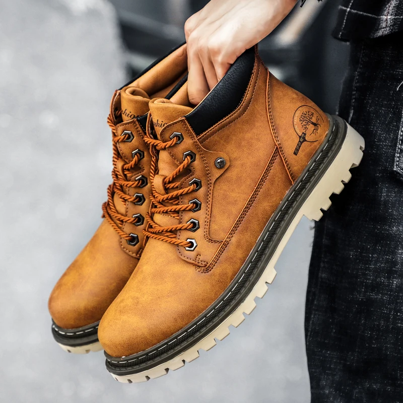 Men Yellow Leather Combat Boots Non-slip Chunky Sole Durable Outdoor Hiking Waterproof Casual Leather Motorcycle Boot 38-47
Men Yellow Leather Combat Boots Non-slip Chunky Sole Durable Outdoor Hiking Waterproof Casual Leather Motorcycle Boot 38-47