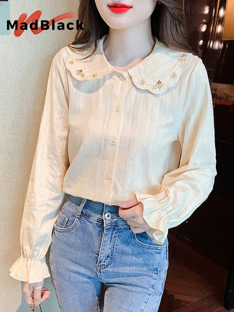 MadBlack-Женская европейская рубашка, сексуальный воротник Питера Пэна с вышивкой, свободная блузка S-2XL рабочей одежды с расклешенными рукавами, весна 2026 T5D812CC
MadBlack-Женская европейская рубашка, сексуальный воротник Питера Пэна с вышивкой, свободная блузка S-2XL рабочей одежды с расклешенными рукавами, весна 2026 T5D812CC