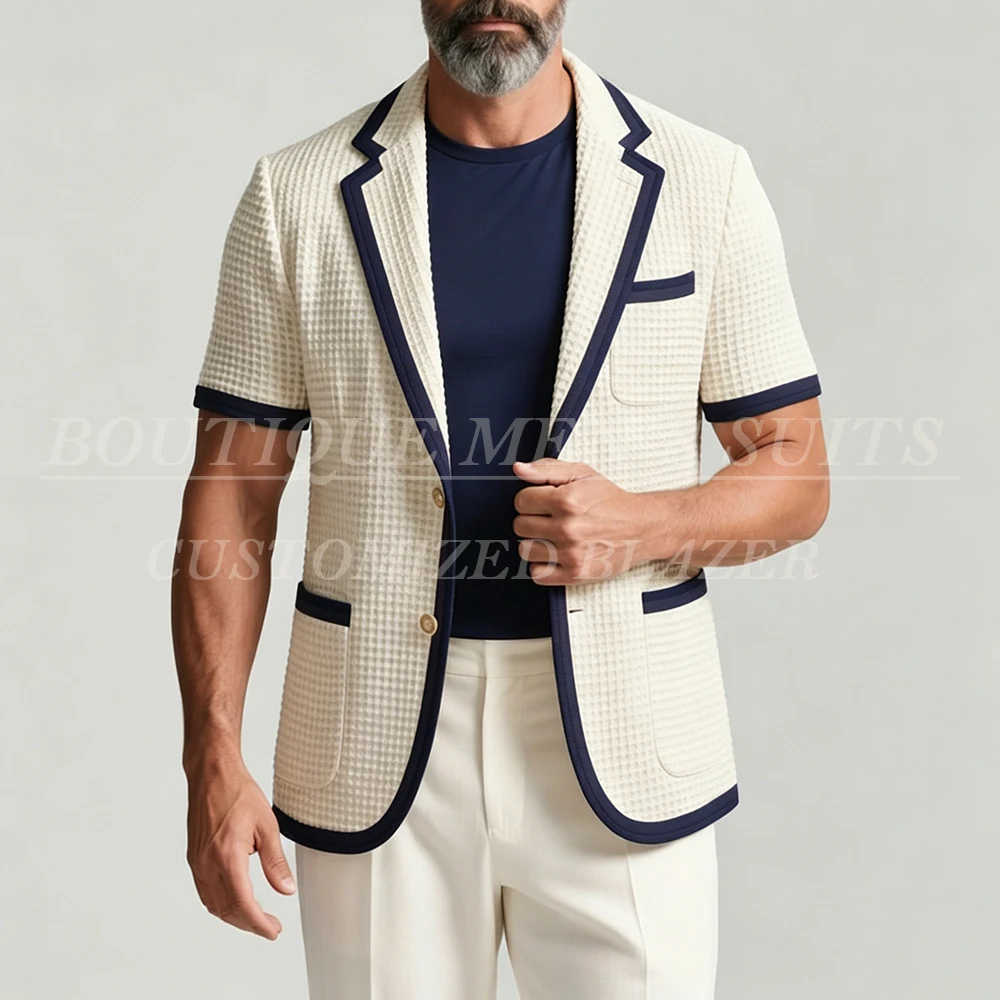 Bespoke Men's Summer Suits Fashion Short Sleeve Regular Fit Navy Blue Edge Blazer High Quality 2 Piece Jacket Pants Sets
Bespoke Men's Summer Suits Fashion Short Sleeve Regular Fit Navy Blue Edge Blazer High Quality 2 Piece Jacket Pants Sets