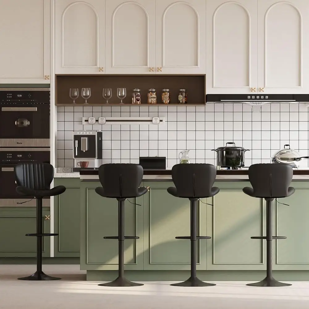 Set of 4 Leather Adjustable Counter Height Bar Stools, Ideal for Kitchen Island or Dining Area, Black
Set of 4 Leather Adjustable Counter Height Bar Stools, Ideal for Kitchen Island or Dining Area, Black