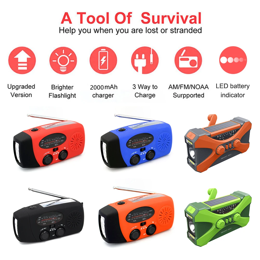 Weather Radio LED Flashlight Camping Survival Radio Dual Speaker Rechargeable Weather Radio for Home Outdoor
Weather Radio LED Flashlight Camping Survival Radio Dual Speaker Rechargeable Weather Radio for Home Outdoor