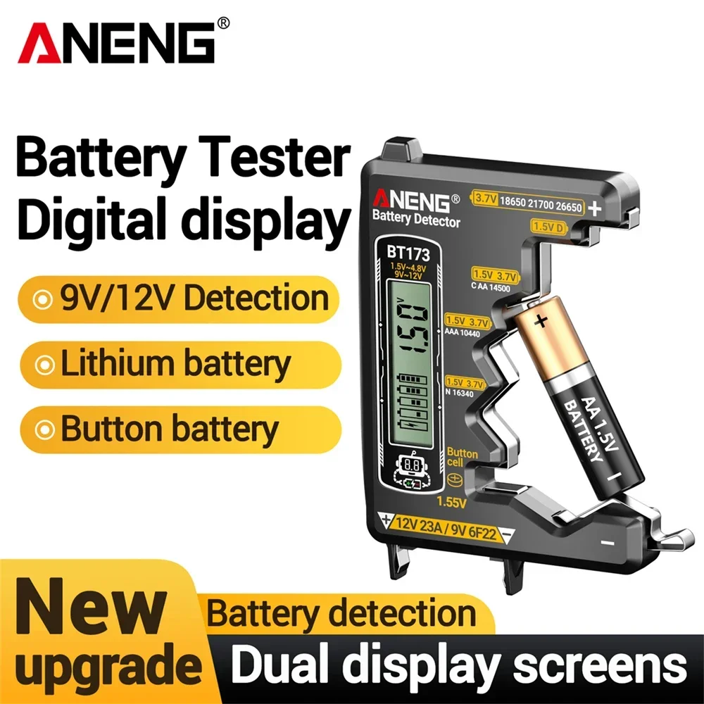 ANENG BT173 Digital Display Battery Voltage Tester High Precision 1.5~4.8V 9V Button Cell etc Portable Universal Electronic tool
ANENG BT173 Digital Display Battery Voltage Tester High Precision 1.5~4.8V 9V Button Cell etc Portable Universal Electronic tool