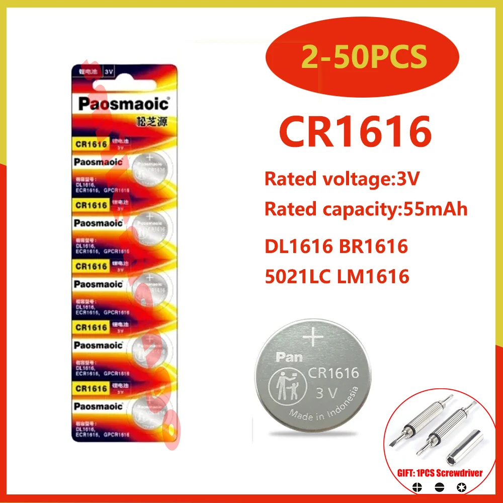Оригинальные 2-50 шт. CR1616 3 В литиевые батареи cr1616 DL1616 BR1616 5021LC LM1616 монетные элементы для часов с дистанционным управлением + отвертка
Оригинальные 2-50 шт. CR1616 3 В литиевые батареи cr1616 DL1616 BR1616 5021LC LM1616 монетные элементы для часов с дистанционным управлением + отвертка