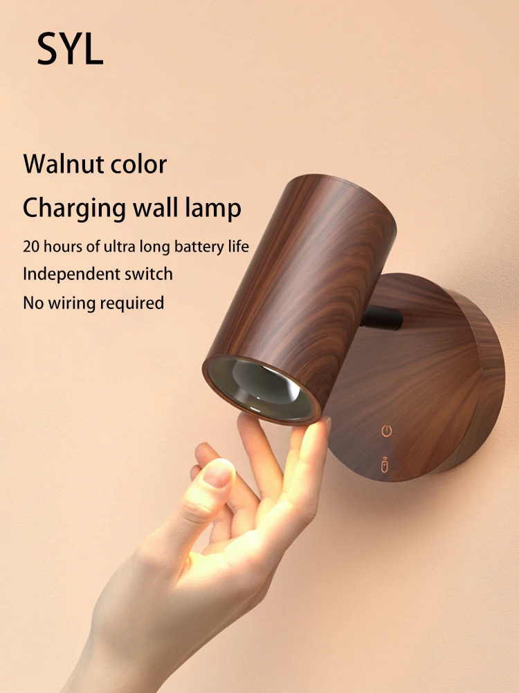 Led Wall Lamp Wabi Sabi Retro Style Spotlight Walnut Wood Grain Color Reading Light Bedroom Beside No Wiring Charging Lighting
Led Wall Lamp Wabi Sabi Retro Style Spotlight Walnut Wood Grain Color Reading Light Bedroom Beside No Wiring Charging Lighting