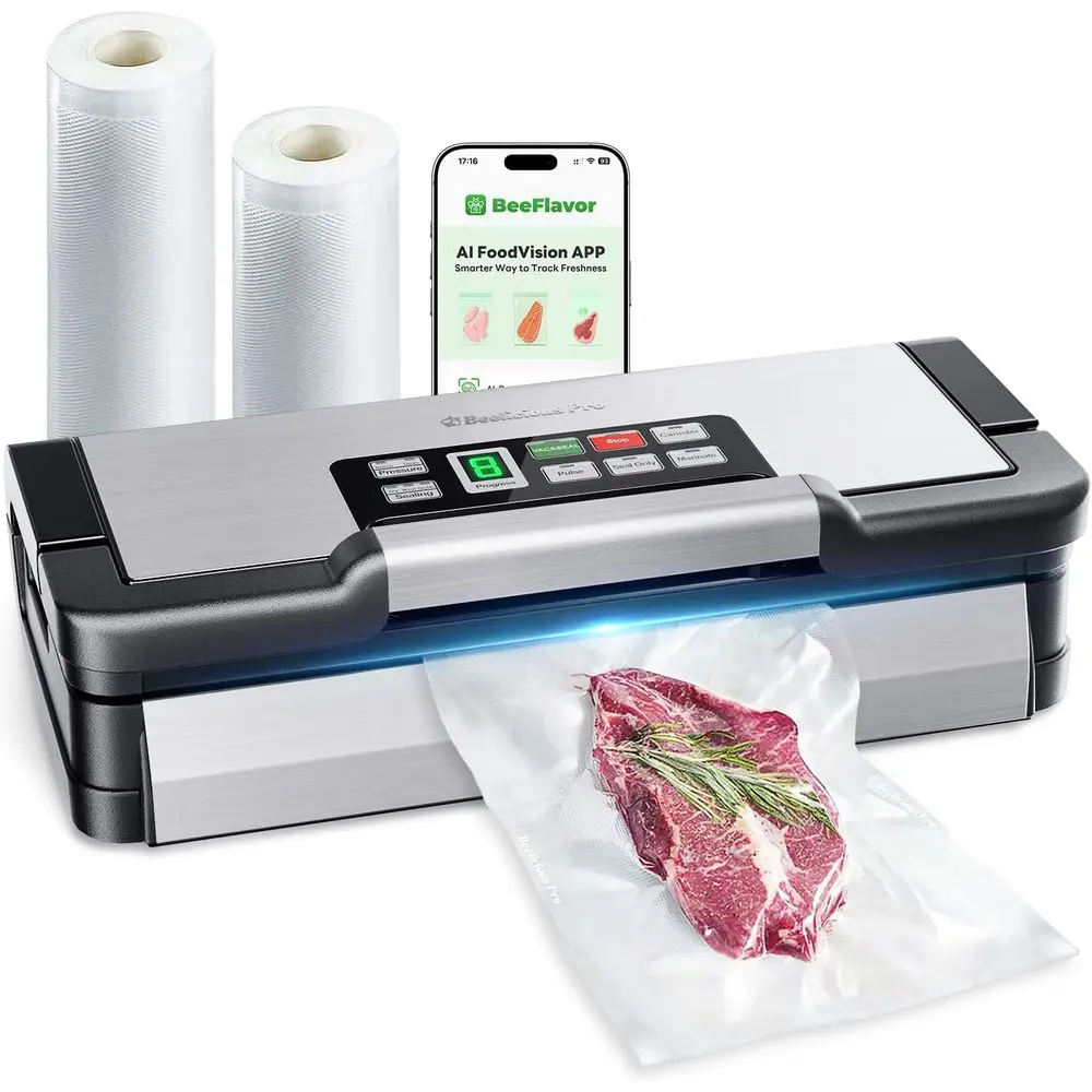 95kPa Vacuum Sealer Machine with AquaLock Technology, Moist Seals, 2X Seal, 130W, Fully Automatic Food Sealer, Built-In Cutter,
95kPa Vacuum Sealer Machine with AquaLock Technology, Moist Seals, 2X Seal, 130W, Fully Automatic Food Sealer, Built-In Cutter,