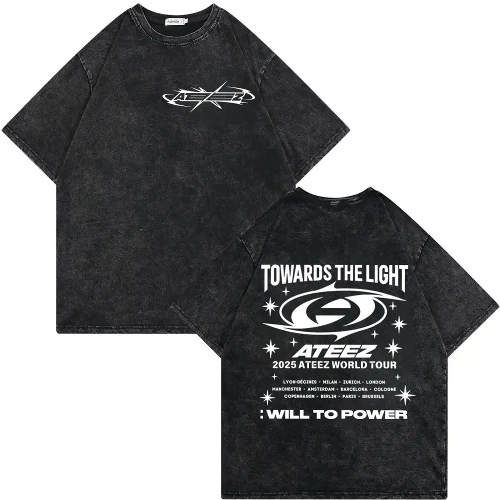 ATEEZ Kpop World Tour 2025 T Shirt Men Women Hip Hop Vintage Washed T-shirt The High Street Fashion Trend Short Sleeve T-shirts 
ATEEZ Kpop World Tour 2025 T Shirt Men Women Hip Hop Vintage Washed T-shirt The High Street Fashion Trend Short Sleeve T-shirts
