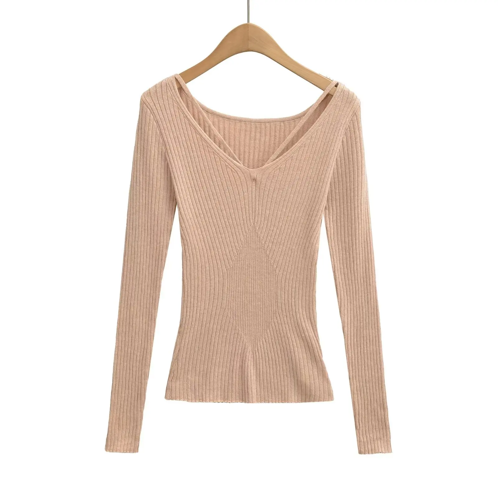Мягкий трикотажный топ в рубчик для женщин: стильный повседневный французский элегантный облегающий свитер с V-образным вырезом и длинными рукавами WN65
Мягкий трикотажный топ в рубчик для женщин: стильный повседневный французский элегантный облегающий свитер с V-образным вырезом и длинными рукавами WN65