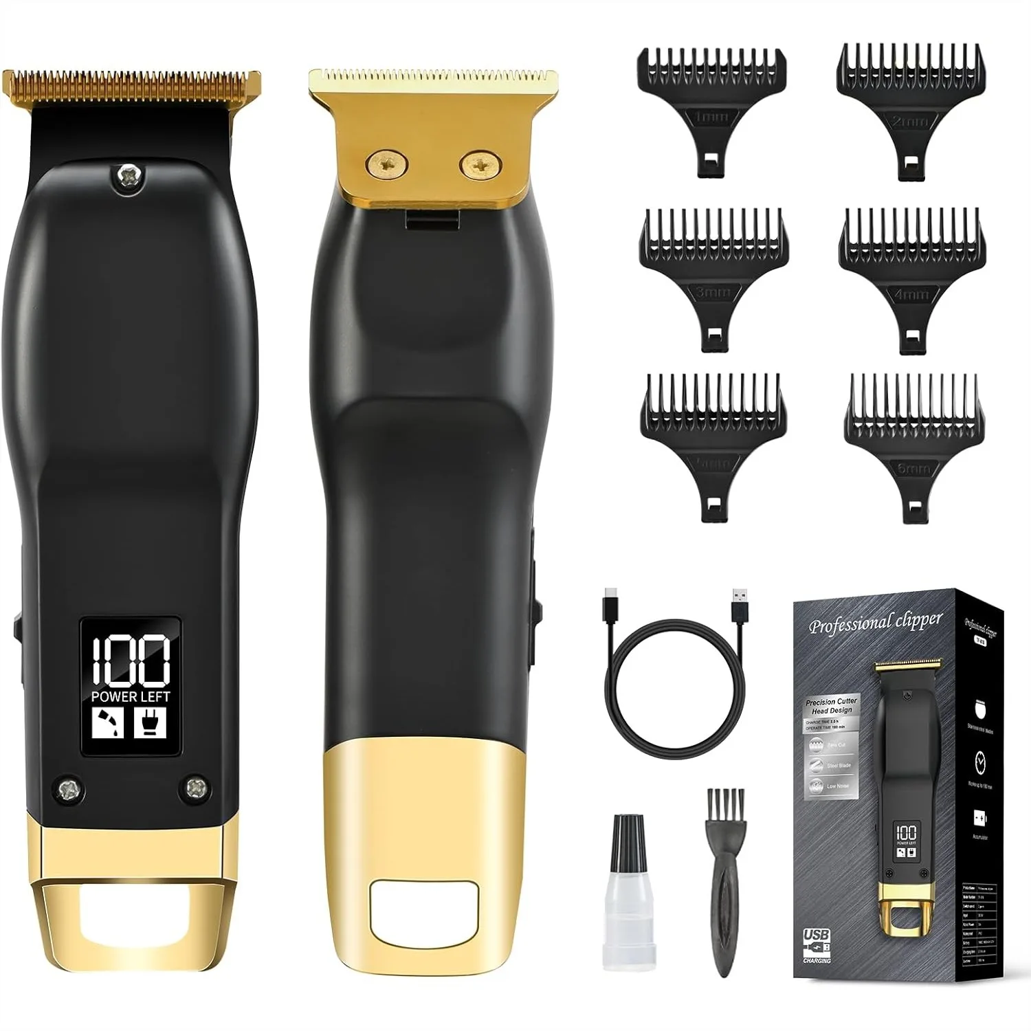 Beard Trimmer for Men - Cordless Hair Clipper & Razor with 6 Guide Combs, 180 Min Runtime, LED Display, Black
Beard Trimmer for Men - Cordless Hair Clipper & Razor with 6 Guide Combs, 180 Min Runtime, LED Display, Black