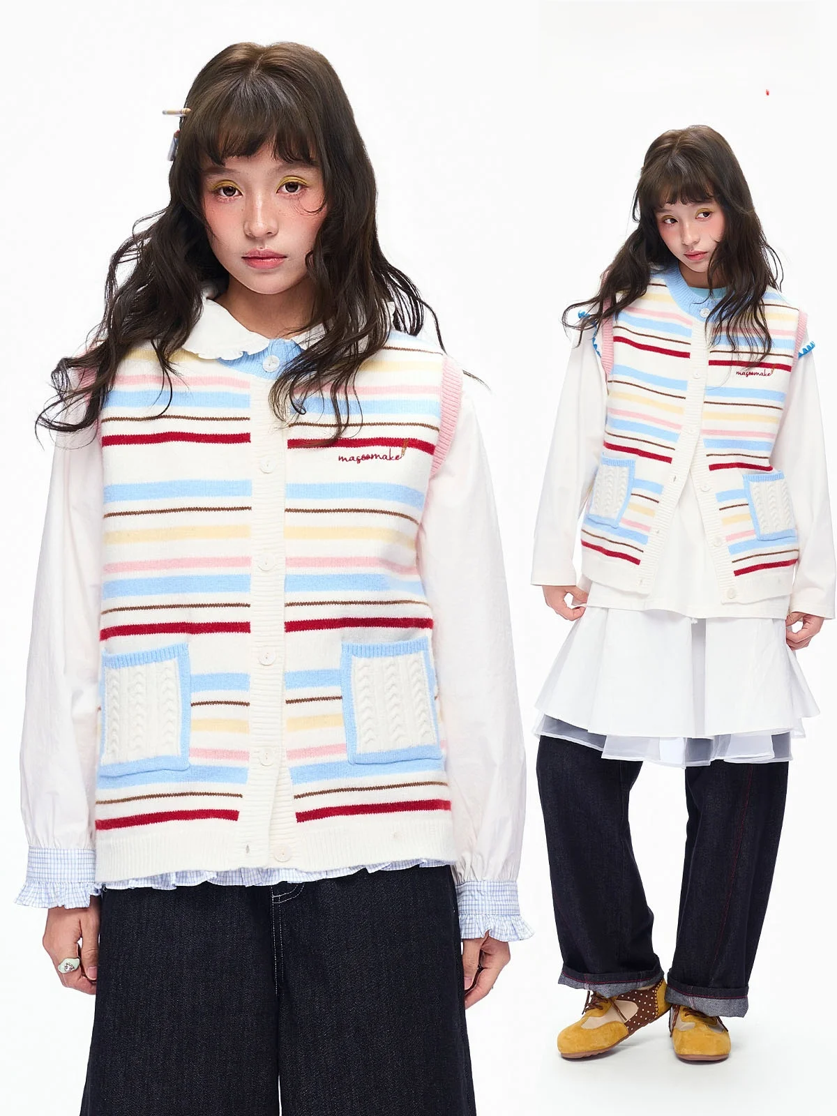 Spring 2026 Masoomake Dopaamine Striped Knitted Vest Cardigan Versatile Women's Top Loose Fit Regular Length Single Button
Spring 2026 Masoomake Dopaamine Striped Knitted Vest Cardigan Versatile Women's Top Loose Fit Regular Length Single Button