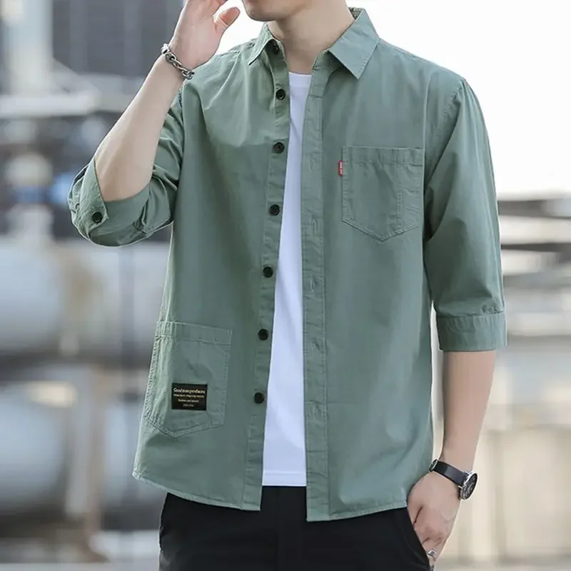 Business Casual Shirts Turn down Collar Loose Handsome Three Quarter Sleeve Man Button Solid Pockets Men Clothing XT289
Business Casual Shirts Turn down Collar Loose Handsome Three Quarter Sleeve Man Button Solid Pockets Men Clothing XT289