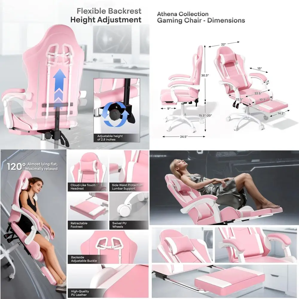 Розовое эргономичное кресло с поддержкой поясницы, регулируемой высотой для детей и взрослых
Розовое эргономичное кресло с поддержкой поясницы, регулируемой высотой для детей и взрослых