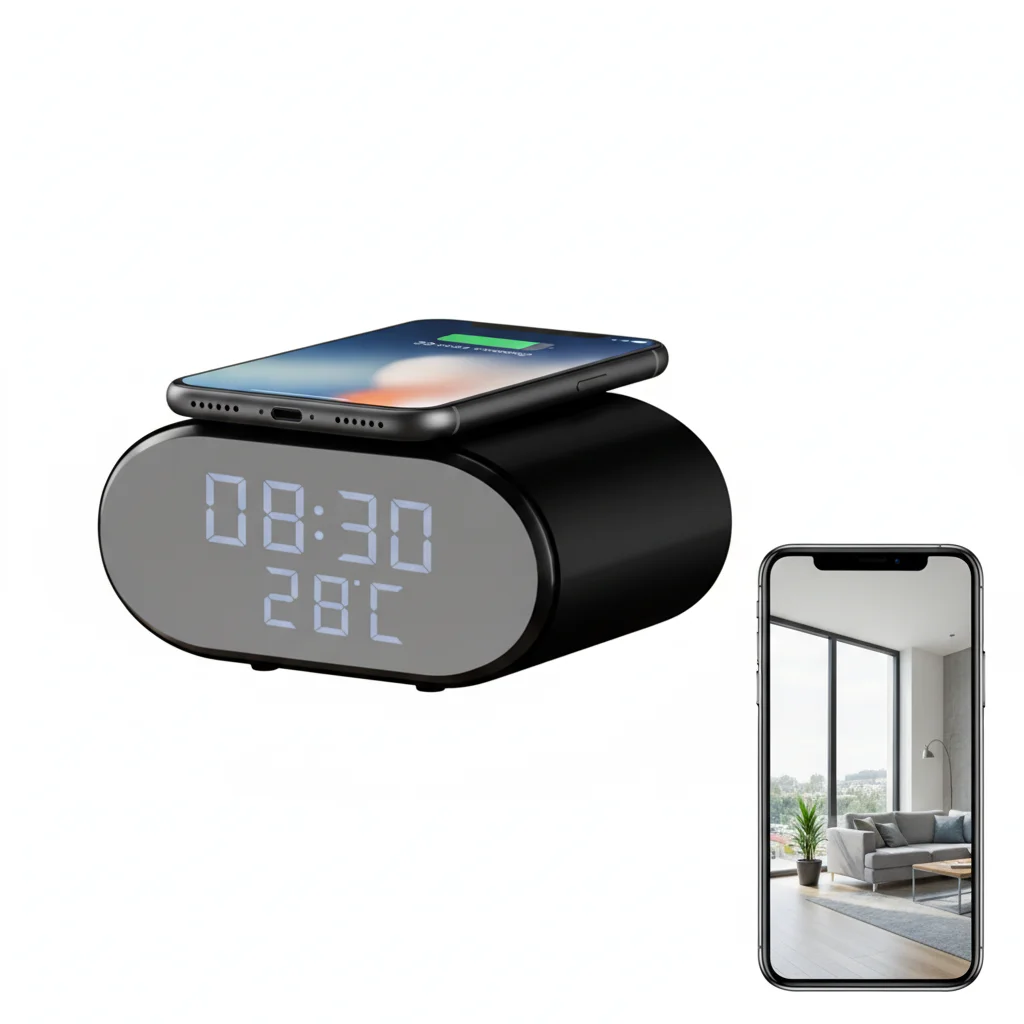 4K Ultra HD Clock Camera WiFi Indoor Security Camera, Wireless Charging, Alarm Clock, Temperature Display, Motion Detection, Remote Viewing, Video Recording, Baby Pet Monitor for Home Office Warehouse Store Hotel
4K Ultra HD Clock Camera WiFi Indoor Security Camera, Wireless Charging, Alarm Clock, Temperature Display, Motion Detection, Remote Viewing, Video Recording, Baby Pet Monitor for Home Office Warehouse Store Hotel
