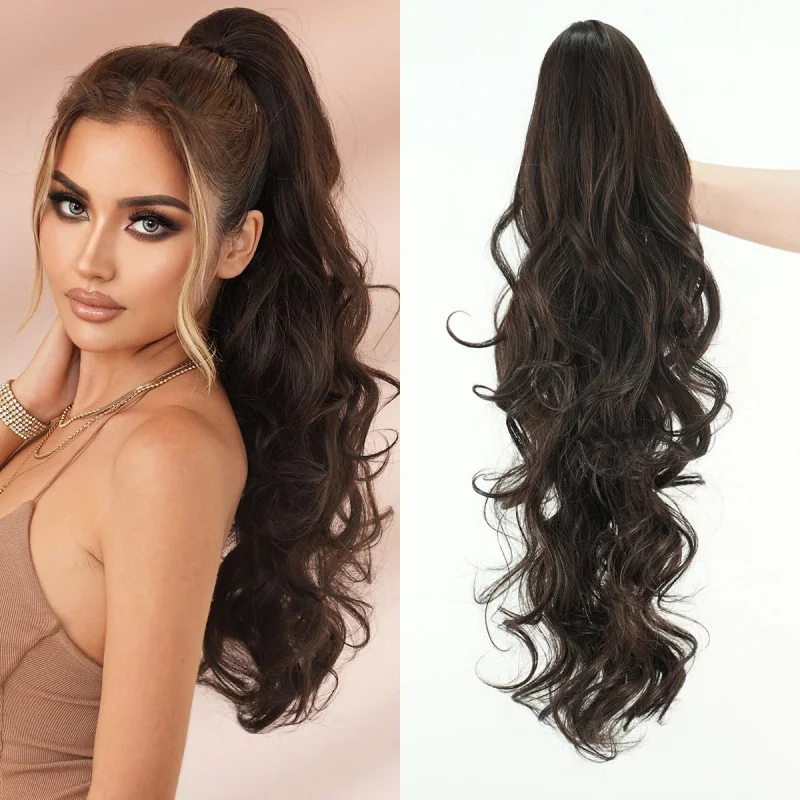 Black-brown claw clip synthetic long curly hair large waves -temperature fiber high-quality ponytail wig acce
Black-brown claw clip synthetic long curly hair large waves -temperature fiber high-quality ponytail wig acce