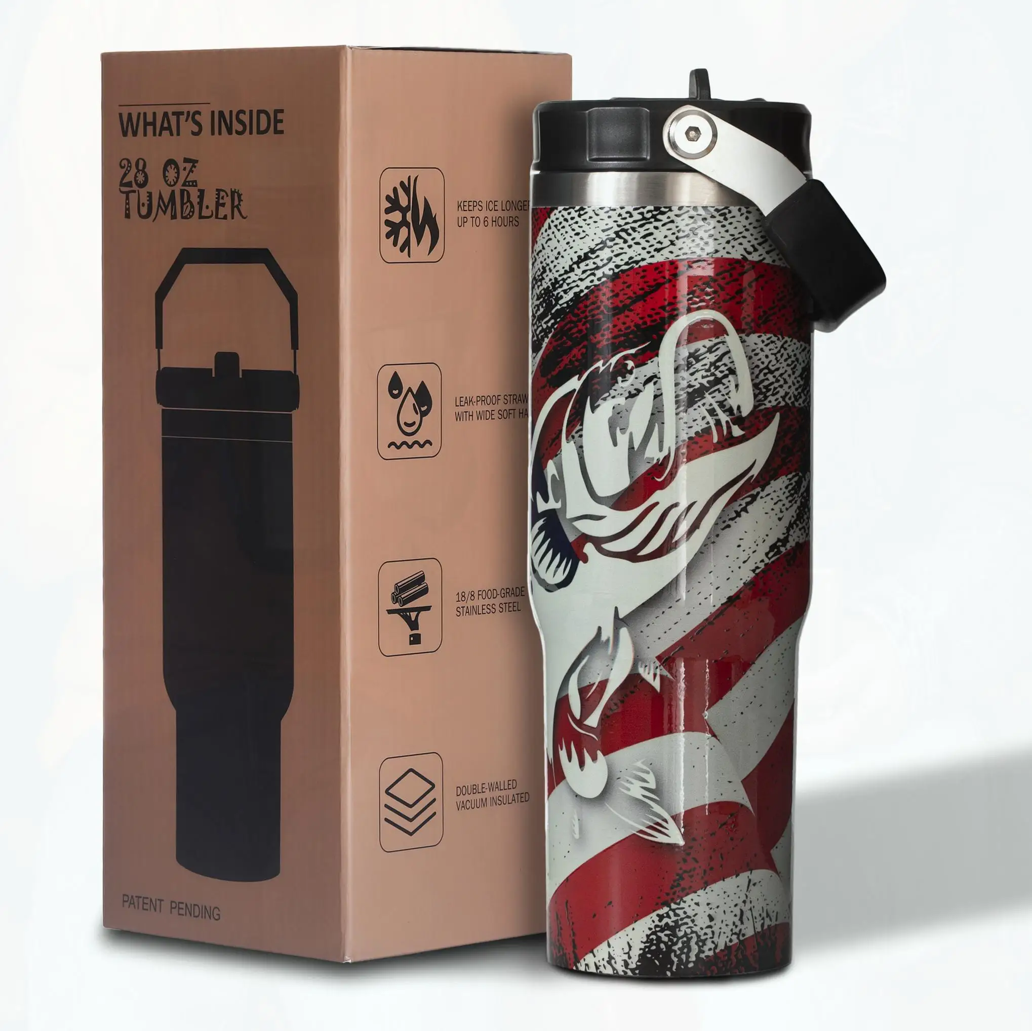 30oz Fisherman Print Stainless Steel Tumbler, Insulated Double Wall, Straw Lid with Handle, Gift for Dad or Husband
30oz Fisherman Print Stainless Steel Tumbler, Insulated Double Wall, Straw Lid with Handle, Gift for Dad or Husband