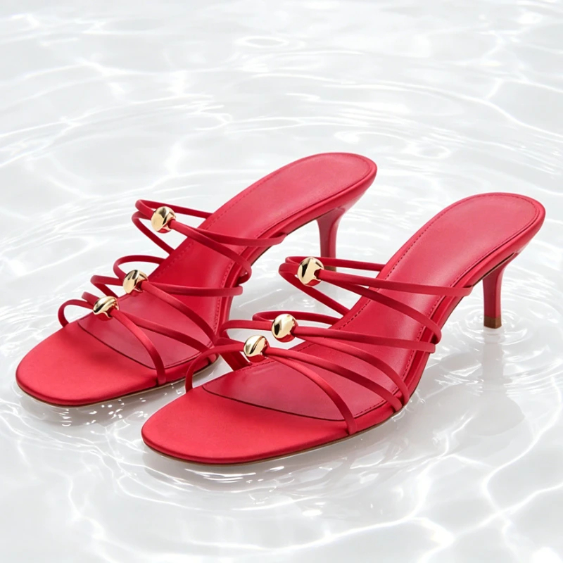 Fashion Meta Detail Cross Tied Mule Sandals Women Sexy Open-toe Round Toe Kitten Heel Slide Sandals Luxury Brand Designer Shoes
Fashion Meta Detail Cross Tied Mule Sandals Women Sexy Open-toe Round Toe Kitten Heel Slide Sandals Luxury Brand Designer Shoes