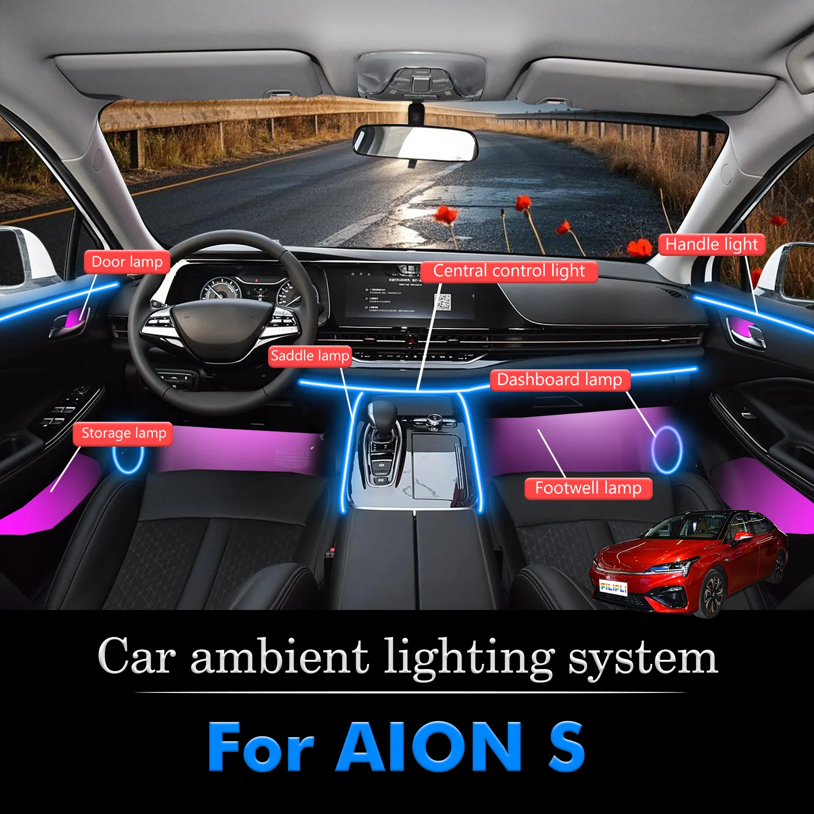 Для салона автомобиля AION S декоративное окружающее освещение RGB 64-цветный светодиодный умный пульт дистанционного управления энергосберегающий эффективный комплект
Для салона автомобиля AION S декоративное окружающее освещение RGB 64-цветный светодиодный умный пульт дистанционного управления энергосберегающий эффективный комплект
