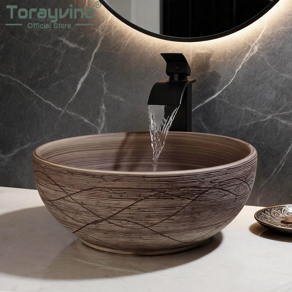 Torayvino коричневый керамический посудочный столик, круглая раковина для ванной комнаты, туалет, балкон, искусство над столешницей, умывальник на пьедестале
Torayvino коричневый керамический посудочный столик, круглая раковина для ванной комнаты, туалет, балкон, искусство над столешницей, умывальник на пьедестале