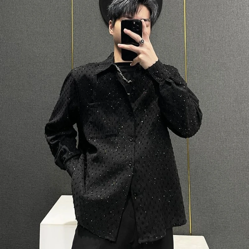 Men's Spring Summer New Arrival Black Stylish Loose Fit Long Sleeve Top Trendy Fashionable Night Club Wear Shirt
Men's Spring Summer New Arrival Black Stylish Loose Fit Long Sleeve Top Trendy Fashionable Night Club Wear Shirt