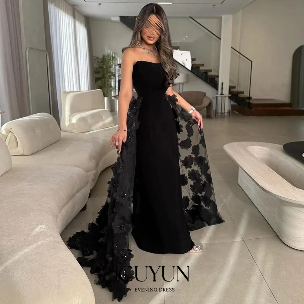 CUYUN Saudi Women Prom Dresses Strapless Floor-Length 3D Flowers Appliques Party Gown Customized A Line Formal Event Dresses
CUYUN Saudi Women Prom Dresses Strapless Floor-Length 3D Flowers Appliques Party Gown Customized A Line Formal Event Dresses