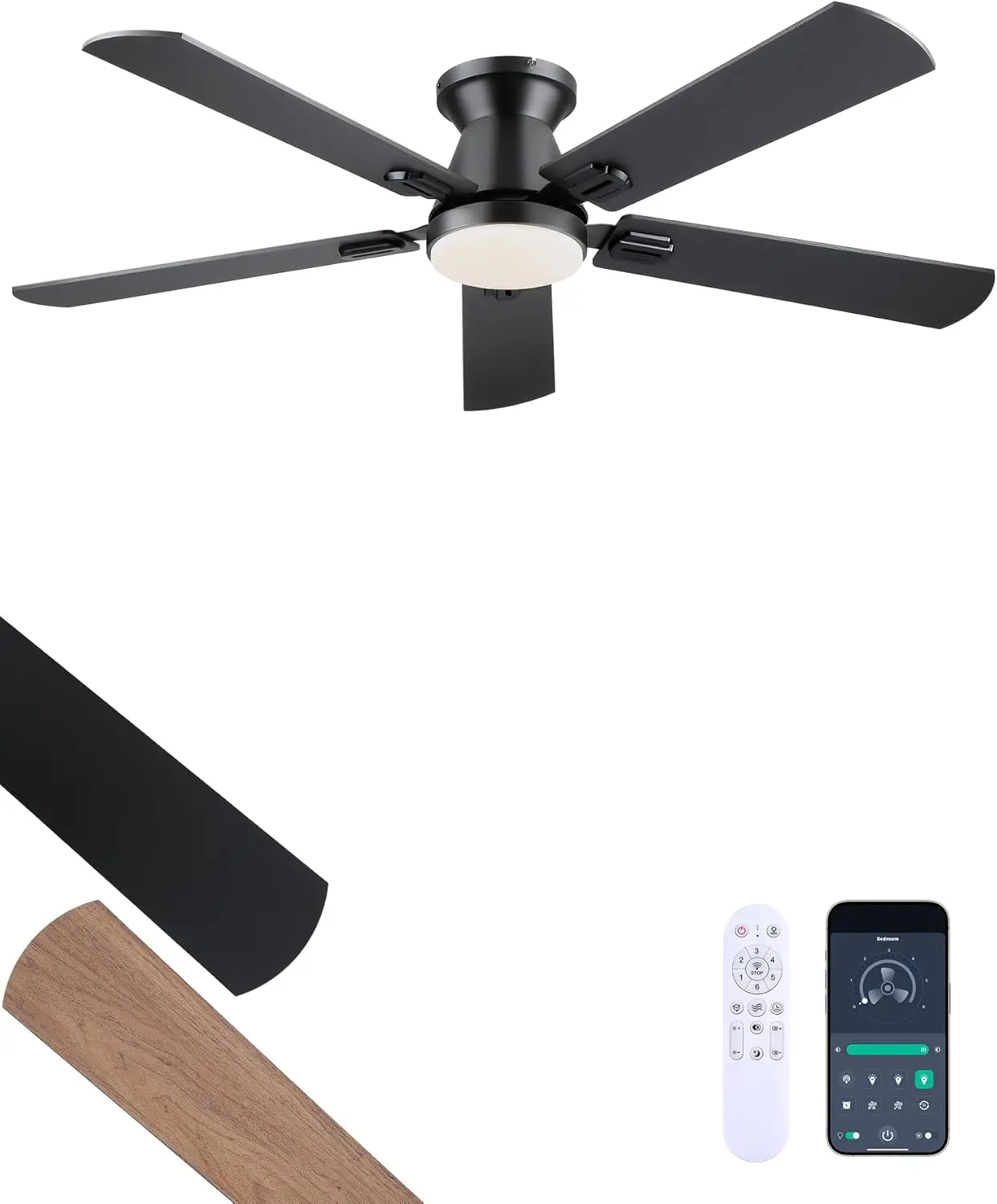 Ceiling Fans with Lights, 52" Low Profile Ceiling Fan with Light and Remote/APP Control, Dimmable, Quiet DC Motor, Flush Mount
Ceiling Fans with Lights, 52" Low Profile Ceiling Fan with Light and Remote/APP Control, Dimmable, Quiet DC Motor, Flush Mount