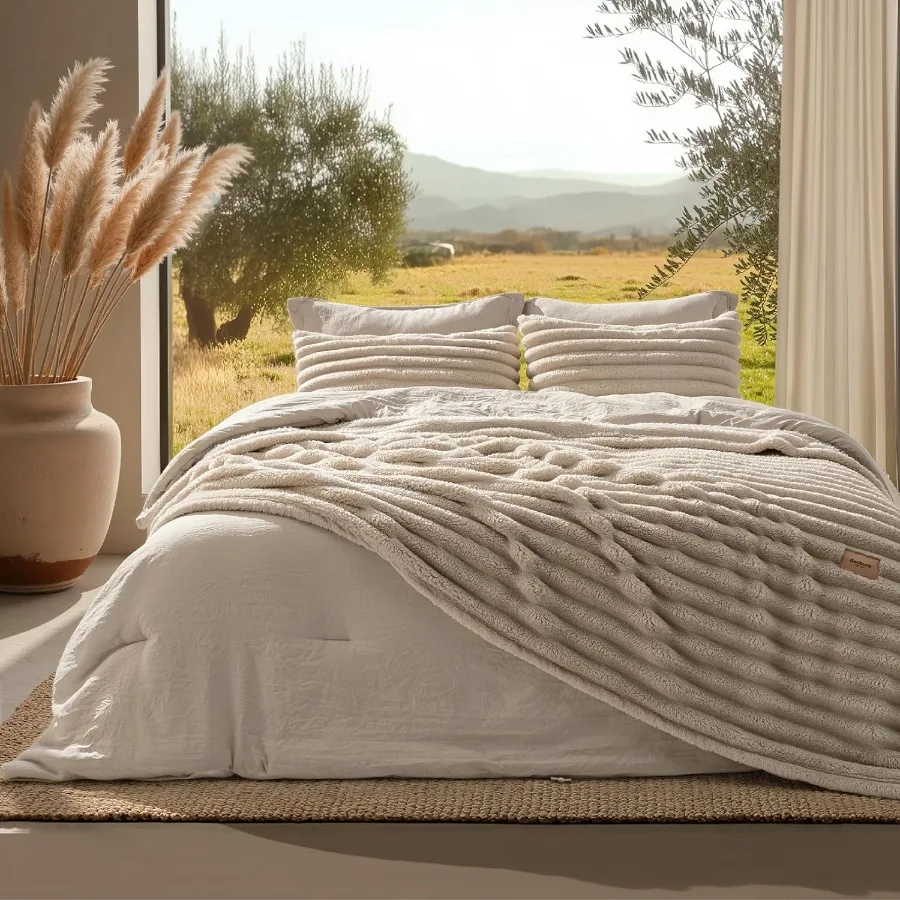 2-in-1 Queen Comforter Set with Detachable Fluffy Blanket Beige All Season Bedding Set SnapTech Design Space Saving Includes 2
2-in-1 Queen Comforter Set with Detachable Fluffy Blanket Beige All Season Bedding Set SnapTech Design Space Saving Includes 2