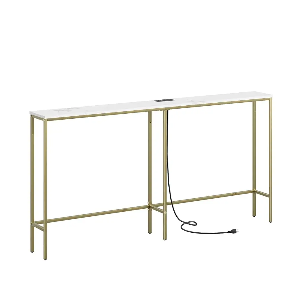 63 H Console Table With Power Outlet,Modern Narrow Long Sofa Table Behind Couch,Skinny Entry Table With Gold Metal Frame For
63 H Console Table With Power Outlet,Modern Narrow Long Sofa Table Behind Couch,Skinny Entry Table With Gold Metal Frame For