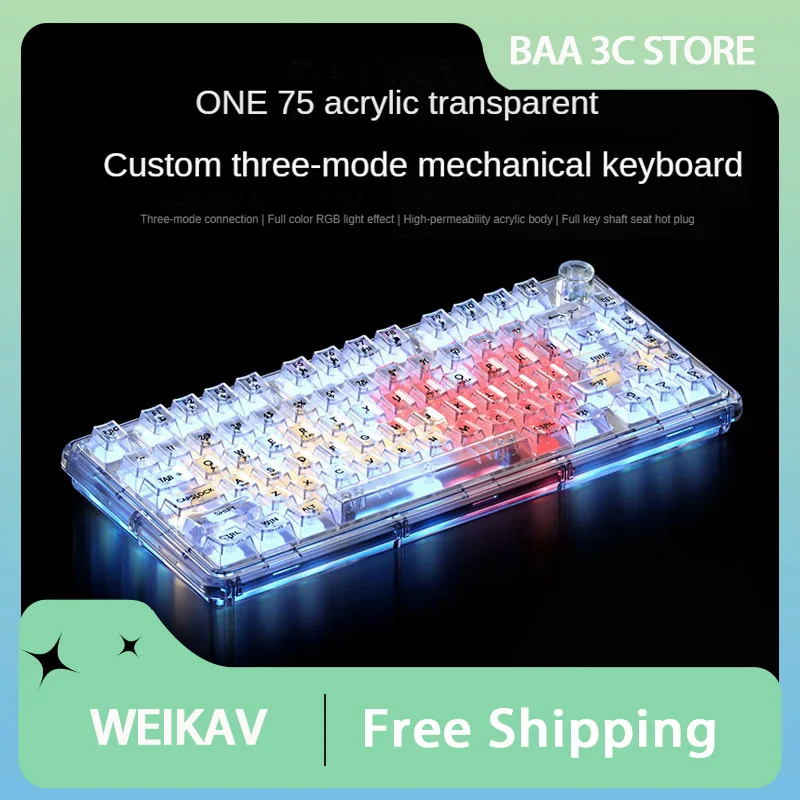 WEIKAV ONE75 Mechanical Keyboard Three Mode Transparent Customized Multifunctional Knob RGB Gasket Hot Swap Gaming Keyboard
WEIKAV ONE75 Mechanical Keyboard Three Mode Transparent Customized Multifunctional Knob RGB Gasket Hot Swap Gaming Keyboard