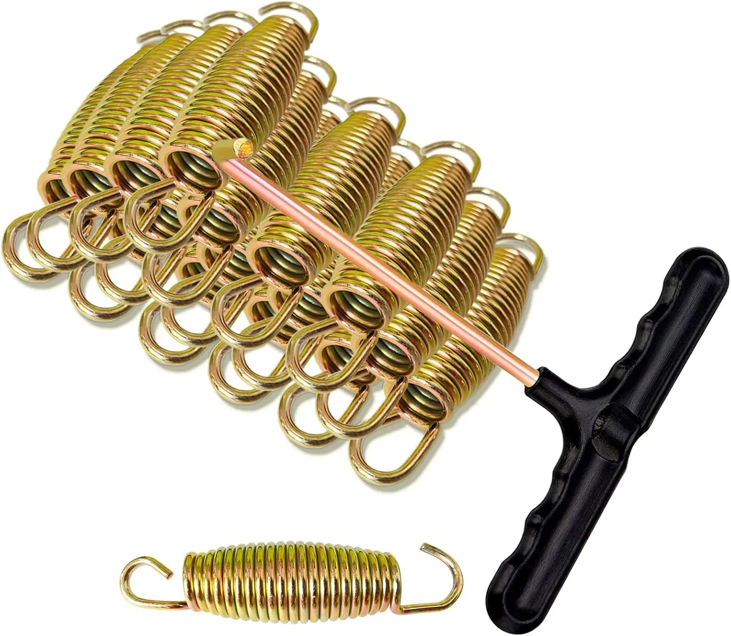 16pcs Heavy Duty Stainless Steel Trampoline Springs with T-Hook Tool, 3.7-7 inch Options
16pcs Heavy Duty Stainless Steel Trampoline Springs with T-Hook Tool, 3.7-7 inch Options