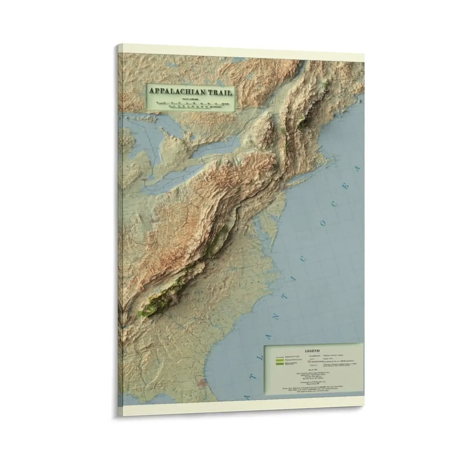 1981 Appalachian Trail, USA Shaded Relief Map 3D digitally-rendered Canvas Painting bedrooms decor art home decorations
1981 Appalachian Trail, USA Shaded Relief Map 3D digitally-rendered Canvas Painting bedrooms decor art home decorations