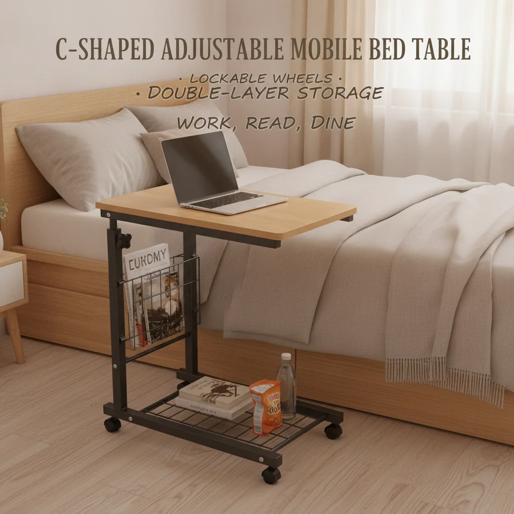 Adjustable Bed Side Table with Wheels, Mobile Standalone C-Shaped Table, Height Adjustable 22-30in, 22 lbs Capacity, 2-Tier Storage for Bedroom Living Room, Teak
Adjustable Bed Side Table with Wheels, Mobile Standalone C-Shaped Table, Height Adjustable 22-30in, 22 lbs Capacity, 2-Tier Storage for Bedroom Living Room, Teak