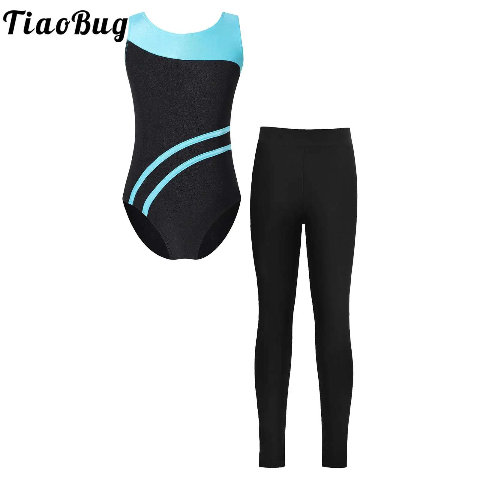 2pcs Kids Girls Dance Suits Open Back Contrast Color Sleeveless Leotard with Soild Color Leggings for Gymnastics Performance
2pcs Kids Girls Dance Suits Open Back Contrast Color Sleeveless Leotard with Soild Color Leggings for Gymnastics Performance