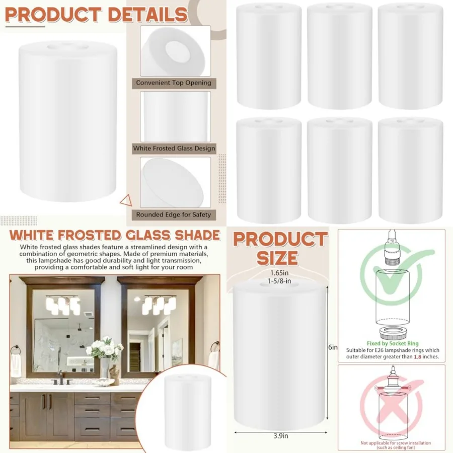 Pcs Glass Shade Replacements for Pendant Light Fixtures Glass Lamp Shade Cover, 1-5/ Inch Fitter E2 Base, 4 w x h, Replacement
Pcs Glass Shade Replacements for Pendant Light Fixtures Glass Lamp Shade Cover, 1-5/ Inch Fitter E2 Base, 4 w x h, Replacement
