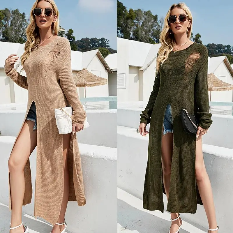 Сексуальная длинная трикотажная футболка с высоким разрезом, дизайн Personali с отверстиями, модная футболка для поездок на работу, тонкая футболка из ацетатного волокна Long Sve Dr 
Сексуальная длинная трикотажная футболка с высоким разрезом, дизайн Personali с отверстиями, модная футболка для поездок на работу, тонкая футболка из ацетатного волокна Long Sve Dr