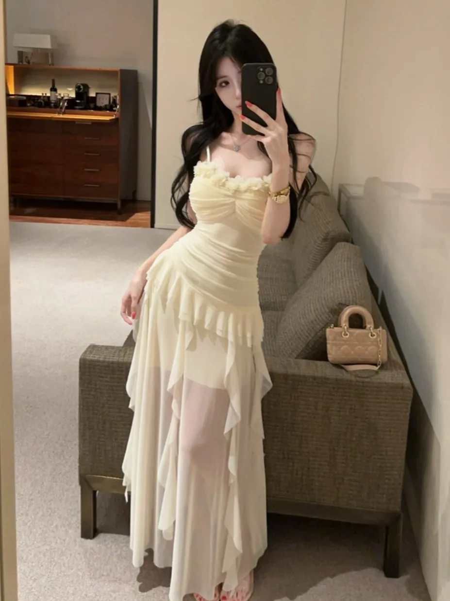 Sexy Trendy Net Sleeveless Long Dress High Waist Design Sensual Mid-Length A-Line Gown for Young Women Summer Season
Sexy Trendy Net Sleeveless Long Dress High Waist Design Sensual Mid-Length A-Line Gown for Young Women Summer Season