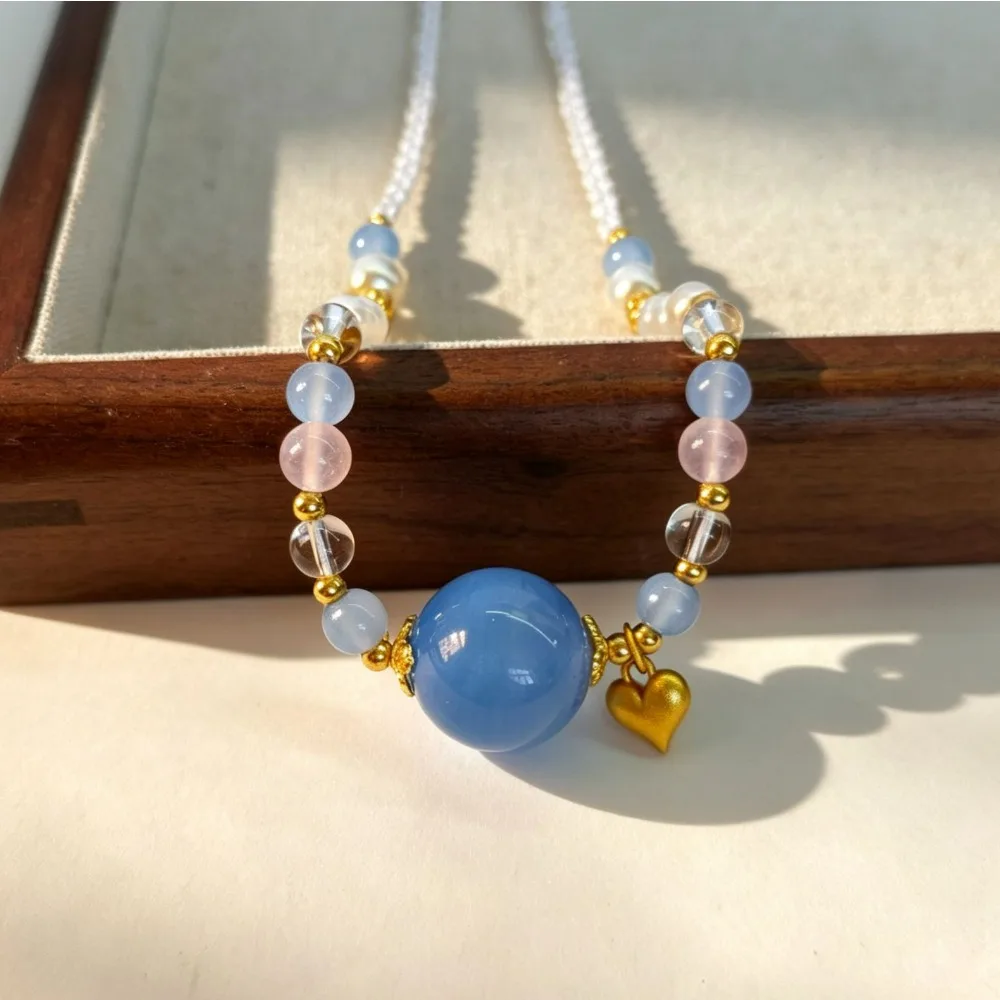 Natural Aquamarine Stone Necklace Handmade Jewelry Fashion Personalized Pearl Necklace Light Luxury Versatile Necklace
Natural Aquamarine Stone Necklace Handmade Jewelry Fashion Personalized Pearl Necklace Light Luxury Versatile Necklace