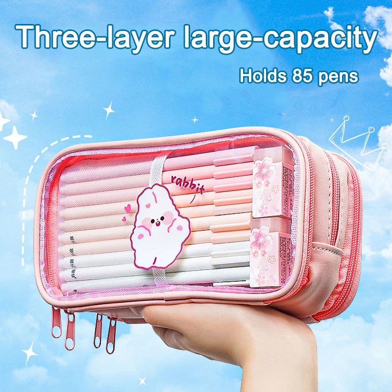 Cute Pencil Bag Transparent PVC Student Cartoon Pencil Case Three-layer Large Capacity Kawaii Bag Korean Stationery
Cute Pencil Bag Transparent PVC Student Cartoon Pencil Case Three-layer Large Capacity Kawaii Bag Korean Stationery
