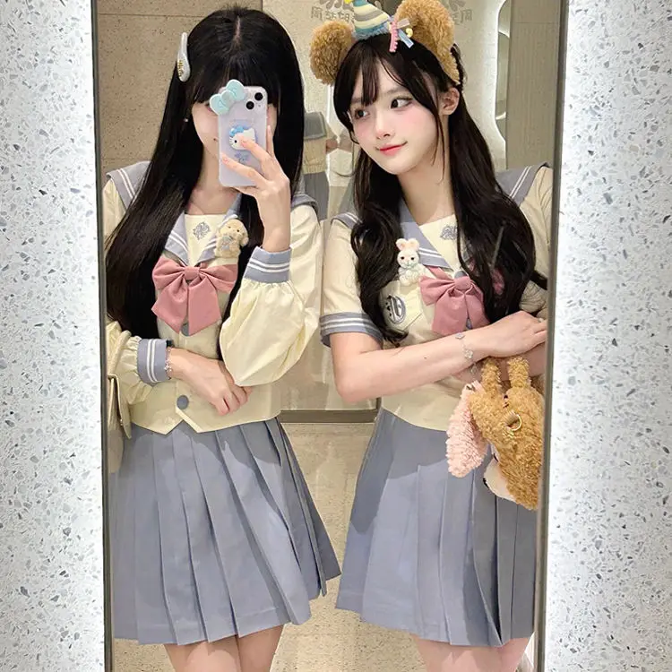 Japan JK 2 Piece Sets Women Clothing Sailor Collar Embroidery Shirt A-Line Pleated Mini Shirt Outfits Sweet Y2k Suit 2024 New
Japan JK 2 Piece Sets Women Clothing Sailor Collar Embroidery Shirt A-Line Pleated Mini Shirt Outfits Sweet Y2k Suit 2024 New