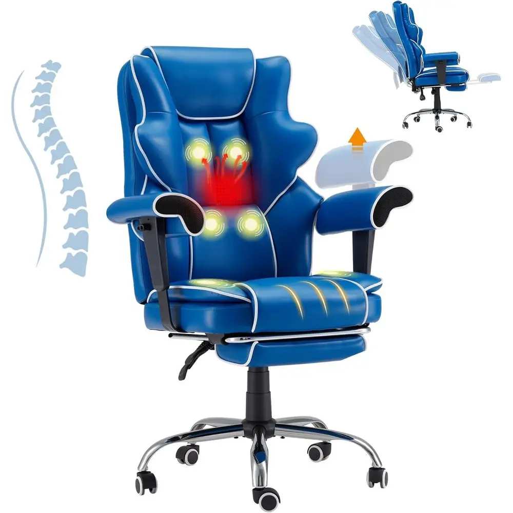 Эргономичное массажное кресло для руководителей с подогревом, откидной спинкой и подставкой для ног, кожаное компьютерное кресло Royal Blue с регулируемыми подлокотниками
Эргономичное массажное кресло для руководителей с подогревом, откидной спинкой и подставкой для ног, кожаное компьютерное кресло Royal Blue с регулируемыми подлокотниками