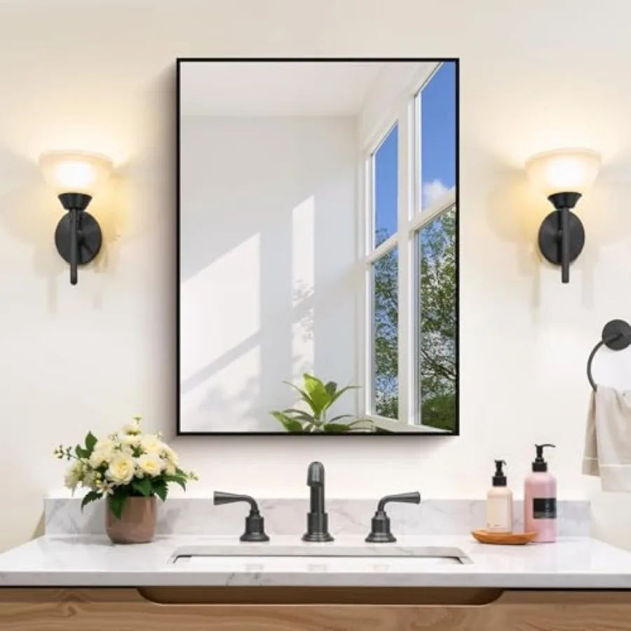 Bathroom Mirror for Wall, 18x24 Inch Rectangle Mirror with Metal Frame, Modern Vanity Mirrors for Bathroom Living Room, Entrywa
Bathroom Mirror for Wall, 18x24 Inch Rectangle Mirror with Metal Frame, Modern Vanity Mirrors for Bathroom Living Room, Entrywa