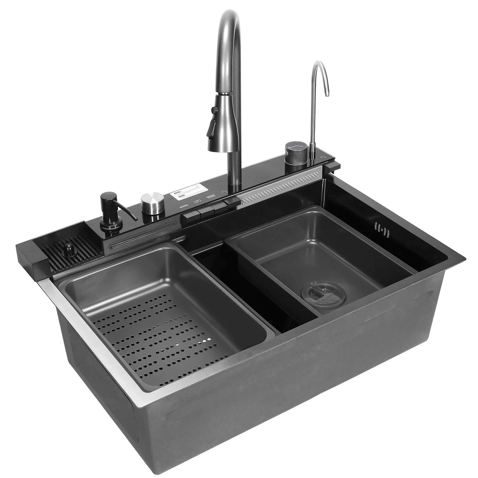 Household Raindrop Waterfall Sinks Digital Display Integrated Basin Workstation with Pull-Out Swivel Faucet 5 Water Outlet Modes
Household Raindrop Waterfall Sinks Digital Display Integrated Basin Workstation with Pull-Out Swivel Faucet 5 Water Outlet Modes