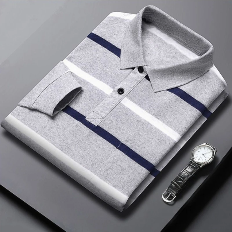 Men's High Quality Striped Long Sleeve Lapel Casual Polo Shirt for Spring Autumn Fashion Comfortable Top
Men's High Quality Striped Long Sleeve Lapel Casual Polo Shirt for Spring Autumn Fashion Comfortable Top
