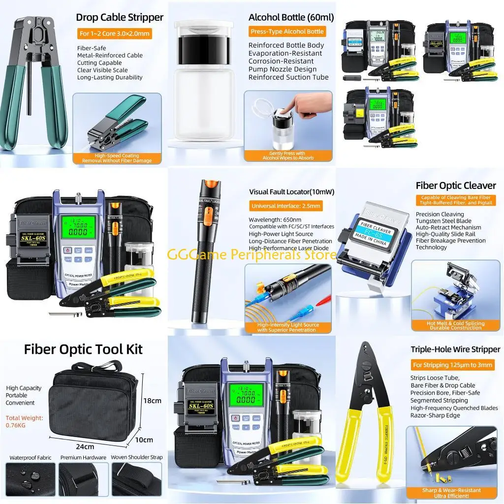 U55B Fiber Optics Technician Tools Bundle Including Cleaver Stripper Power Meter Testing Equipment
U55B Fiber Optics Technician Tools Bundle Including Cleaver Stripper Power Meter Testing Equipment