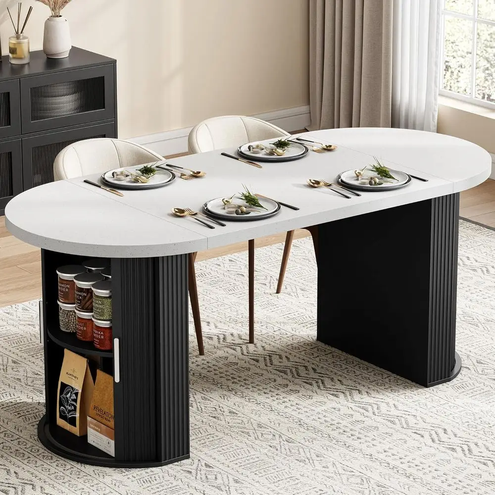 Oval 71 Dining Table with Hidden Storage and 1.6 Thick Quartz Top, Suitable for Home Office Kitchen, Black
Oval 71 Dining Table with Hidden Storage and 1.6 Thick Quartz Top, Suitable for Home Office Kitchen, Black