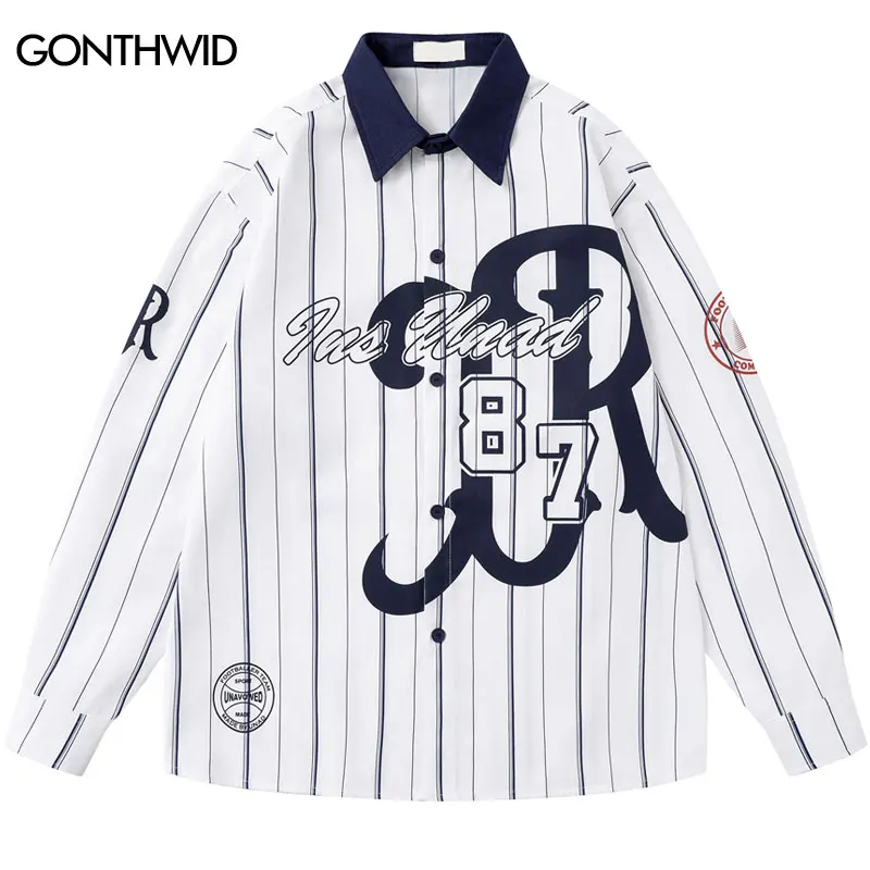 Men Vintage Shirts Y2K Graphic Printed Striped Sport Button Up Long Sleeve Blouse Streetwear Harajuku Hip Hop Casual Baggy Tops
Men Vintage Shirts Y2K Graphic Printed Striped Sport Button Up Long Sleeve Blouse Streetwear Harajuku Hip Hop Casual Baggy Tops
