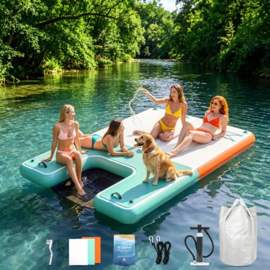 Inflatable Floating Dock 8×6ft with Anti-Slip Surface for Lakes Pools Oceans Supports Up to 4-6 People Durable PVC Material Blu
Inflatable Floating Dock 8×6ft with Anti-Slip Surface for Lakes Pools Oceans Supports Up to 4-6 People Durable PVC Material Blu